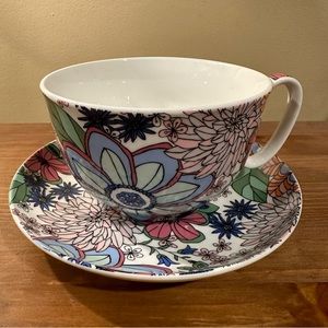 Gracie China By Coastline Imports Cup & Saucer Colorful Floral Pattern